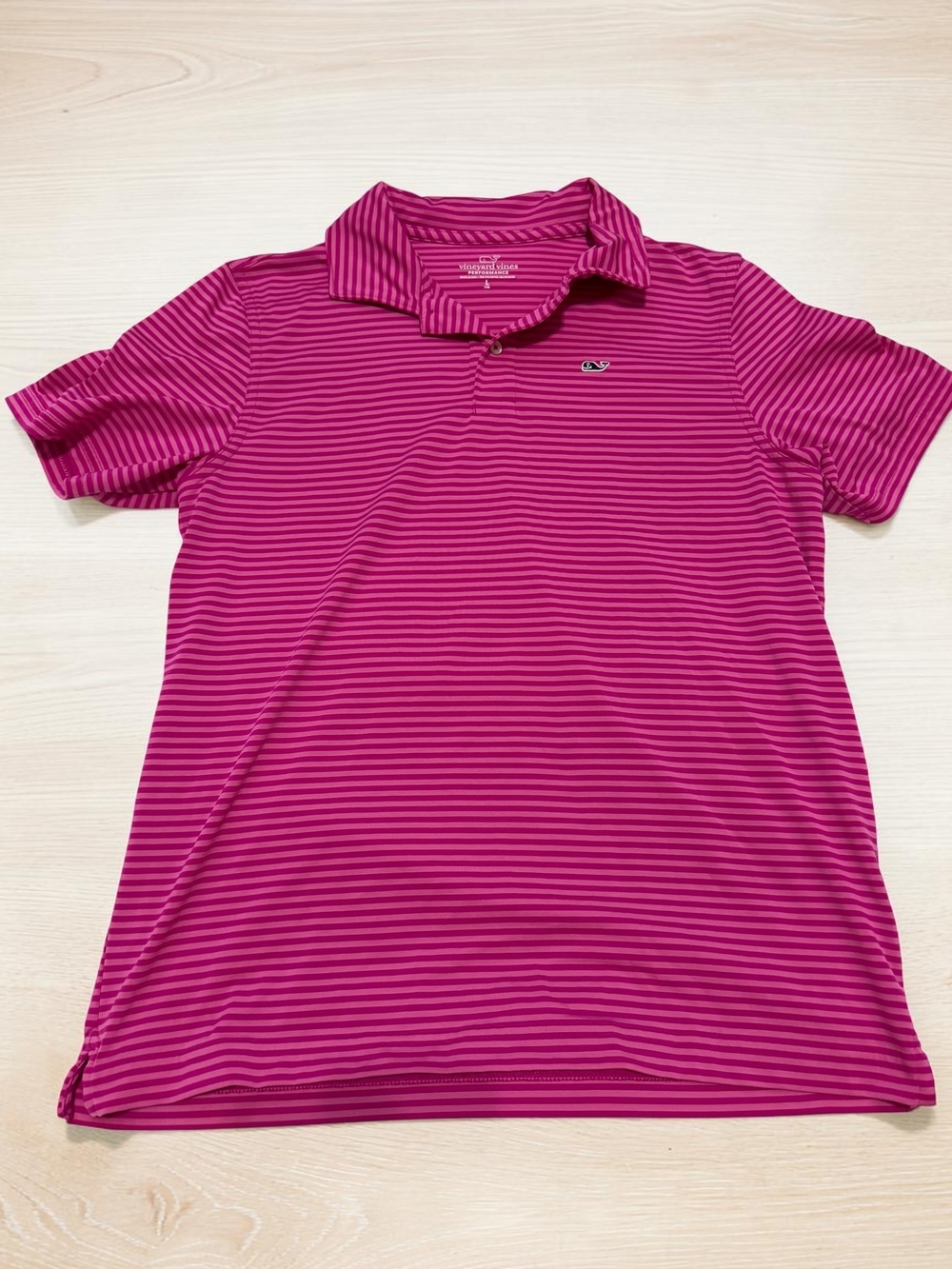 Vineyard Vines Performance Polo Boys Large 16 Pink Striped Golf Preppy Shirt